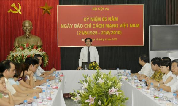 Bộ Nội vụ tổ chức gặp mặt các cơ quan báo chí nhân kỷ niệm 85 năm ngày Báo chí cách mạng Việt Nam (21/6/1925 - 21/6/2010)